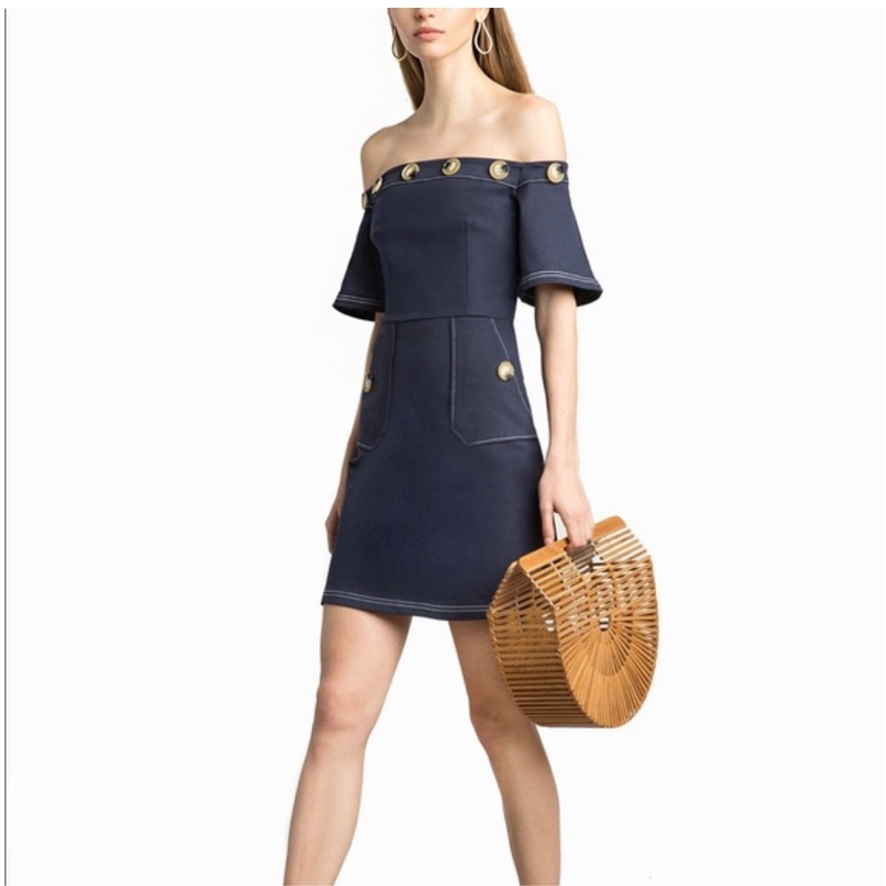 Pixi Navy Off-Shoulder Mini Dress